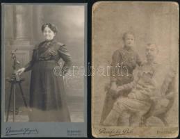 cca 1880-1910 11 db keményhátú fotó klf méretben, közötte két üveg negatív és katonai képek is