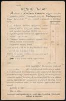 cca 1900 Rendelőlap a Könyves Kálmán Irodalmi Intézet kiadványaihoz, pl az előlapon található Rákócz...