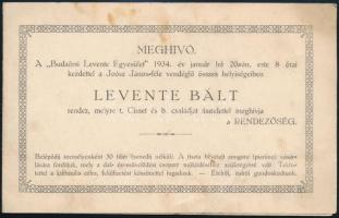 1934 Budaörsi Levente bál meghívója