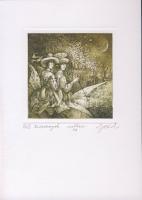 Egresi Zsuzsa (1954- ) Téli kisasszonyok szignált rézkarc 12x9cm