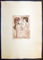 Püspöky István (1950- ) Árgyélus mesél szignált rézkarc merített papíron (EA II/XV. jelzéssel) 42x30...