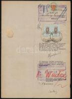 cca 1940 10 db okmány okmánybélyegekkel és törvénykezési illetékbélyegekkel