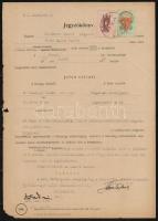 cca 1940 10 db okmány okmánybélyegekkel és törvénykezési illetékbélyegekkel
