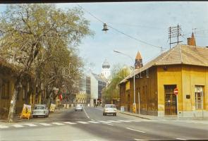 cca 1972 Kecskeméti városképek, 9 db vintage színes dia Vincze János (1922-1998) kecskeméti fotóművé...
