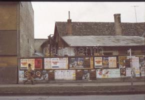 cca 1972 Kecskeméti városképek, 9 db vintage színes dia Vincze János (1922-1998) kecskeméti fotóművé...