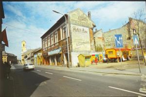 cca 1972 Kecskeméti városképek, 9 db vintage színes dia Vincze János (1922-1998) kecskeméti fotóművé...