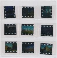 cca 1972 Kecskeméti városképek, 9 db vintage színes dia Vincze János (1922-1998) kecskeméti fotóművé...