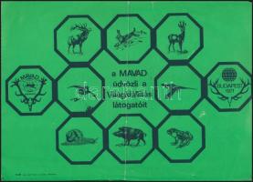 1971 A MAVAD szórólapja a Vadászati Világkiállításról, kétoldalas, kis javított szakadással, 21,5x29...