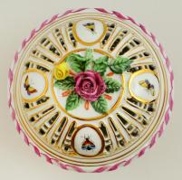 Herendi nagy bonbonier, kézzel festett, jelzett (koronás), hibátlan, az alsó és felső rész különböző...