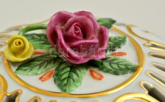 Herendi nagy bonbonier, kézzel festett, jelzett (koronás), hibátlan, az alsó és felső rész különböző...