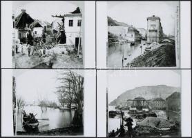 cca 1873 Pest és Buda, képek a dunai árvíz idejéből, 13 db repró negatív mai nagyítása, 13x18 cm