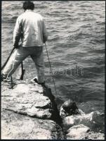 cca 1960 Nehézbúvárkodás (az Adrián?), 4 db fotó, 23,5×18 cm