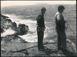 cca 1960 Nehézbúvárkodás (az Adrián?), 4 db fotó, 23,5×18 cm