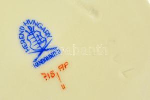 Herendi Apponyi mintás leveses csésze + alj (4 db), kézzel festett, jelzett, hibátlan