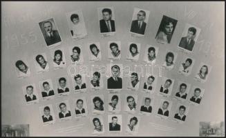 1956 Nagymágocsi Általános Iskola tanári kara és végzős diákjai, 2 db kistabló nevesített portrékkal...