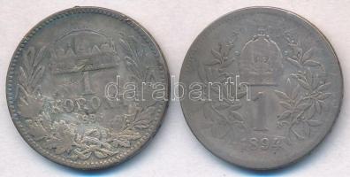 Vegyes: 1895KB 1K Ag "Ferenc József" + Ausztria 1894. 1K Ag "Ferenc József' T:3 ...