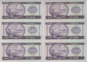 1975. 500Ft (6x) sorszámkövetők, nyomdai papírránccal T:I