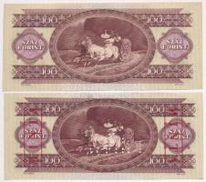 1975. 100Ft "B000-000493" sorozat- és sorszámmal, illetve "MINTA" felülnyomással...