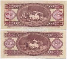 1980. 100Ft "B000-000050" sorozat- és sorszámmal, illetve "MINTA" felülnyomással...