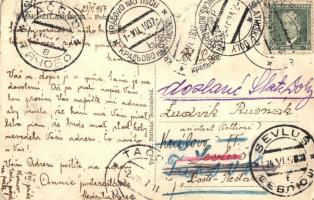 Mezőlaborc, Medzilaborce; látkép, hátoldalon sok bélyegzés / general view (EK)