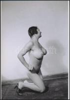 cca 1976 Klasszikus női pózok, szolidan erotikus fényképek, 4 db vintage negatívról készült mai nagy...