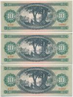 1962. 10Ft (3x) sorszámkövetők, nyomdai papírránccal T:I
Adamo F6