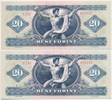 1980. 20Ft (2x) sorszámkövetők, nyomdai papírránccal T:I apró fo.
Adamo F17