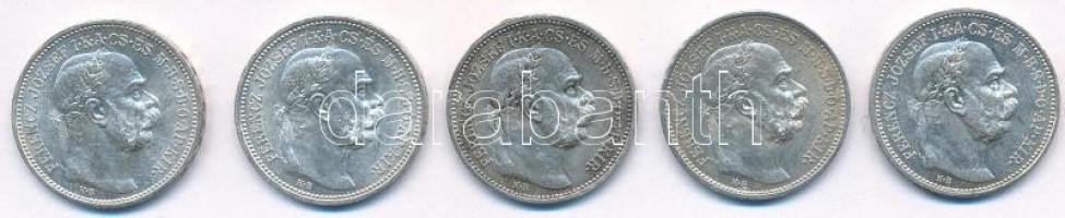 1912KB 1K Ag "Ferenc József" (5x) T:1-,2 patina
Adamo K5.1