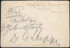 1929 Gábori (Gabrovitz) Emil (1909-?) magyar és Georghe Lupu (1900-?) román teniszezők és mások aláí...