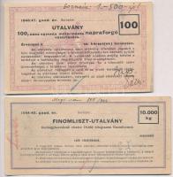 ~1946-1947. 6db-os vegyes magyar utalvány tétel, közte "Gabonautalvány", "Finomliszt-...