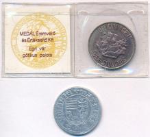 DN "Eger - Agria / Eger-Gyöngyös" fém emlékérem + DN Mátyás aranyforint Al replikája T:2,2...