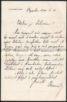 Dr.Zerkowitz Imre (1867 - 1933) jogász saját kézzel írt levele feleségének