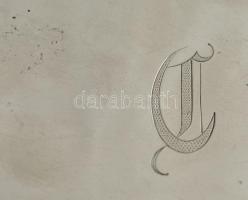 Ezüst (Ag.) monogramos tálca, jelzett, 20×11,5 cm, nettó:140 g