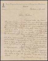 1906 Az SS. Kálmán király tengeri szállítóhajó egyik tisztjének levele Adria hajózási társaság fejléces papírján