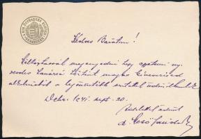 1941 Debreceni ügyész saját kézzel írt levele jelzett levélpapíron