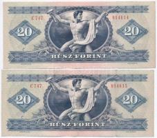 1975. 20Ft (2x) sorszámkövetők T:III szép ropogós papír