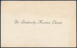 Szádeczky-Kardoss Elemér (1903-1984) geológus, geokémikus, egyetemi tanár, dékán, országgyűlési képviselő saját kézzel megírt névjegykártyája