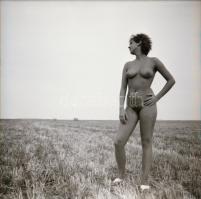 cca 1975 Aktfotózás szabadban, műteremben, lakásban, 13 db vintage negatív, 6x6 cm