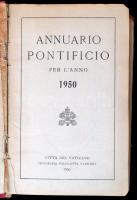 Annuario Pontifico Per L'Anno 1950. (Pápai évkönyv 1950.) Vaticano,1950, Tipografia. Kiadói ara...