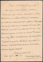 Szádeczky-Kardoss Elemér (1903-1984) geológus, geokémikus, egyetemi tanár, dékán, országgyűlési képviselő saját kézzel megírt levelezőlapja  Szörényi Erzsébet (1904-1987) geológusnak