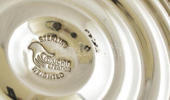 Ezüst (Ag.)  kerti gyertyatartó, szélfogó üveg burával, jelzett, súlyozott, m:24 cm, bruttó:154 g