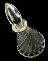 Dekoratív ezüst (Ag.) nyakú likőrős üveg dugóval, jelzett, hibátlan, m:28 cm