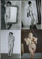 cca 1972 Szép leányok csupasz bája, szolidan erotikus fényképek, 13 db vintage negatívról készült ma...