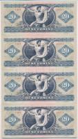 1975. 20Ft (4x) sorszámkövetők, nyomdai papírránccal T:II,II- szép papír