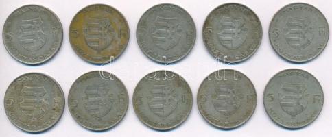 1947. 5Ft Ag "Kossuth" (10x) T:2,2- patina
Adamo F8.1