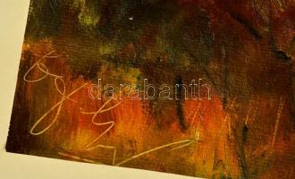 Olvashatatlan jelzéssel: Bozótos. Olaj, papír, 35×25 cm