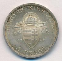 1938. 5P Ag "Szent István" T:2 patina
Adamo P8.1