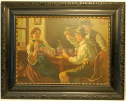 Kártyázók Gubai szignóval (olaj) 45x36 cm keretben