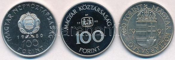 1980. 100Ft Ni "Szovjet-magyar közös űrrepülés" + 1990. 100Ft Cu-Ni "S.O.S. Gyermekfa...