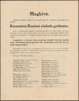 1921 Meghívó a VII. kerületi Keresztény Kaszinó alakuló gyűlésére 4p. Az alapítók neveivel